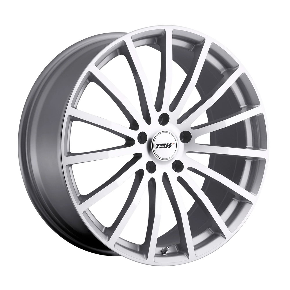 ~(25 lbs. 19X19X10)~ TSW MALLORY 17x8.0 5/112 ET32 CB72.1 SILVER W/MIRROR CUT FACE