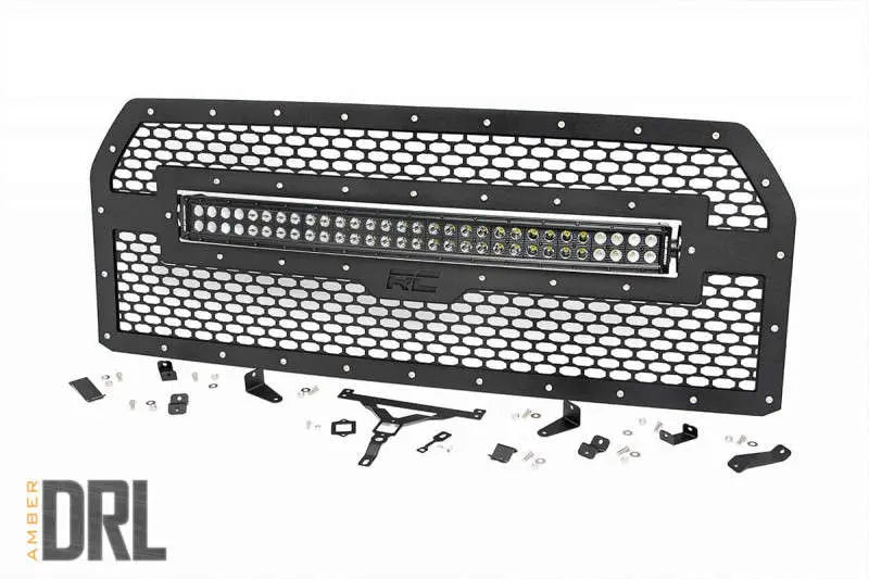 1x 70192 1x 72930BDA Mesh Grille 30 Dual Row LED Black Amber DRL Ford F-150 (15-17)