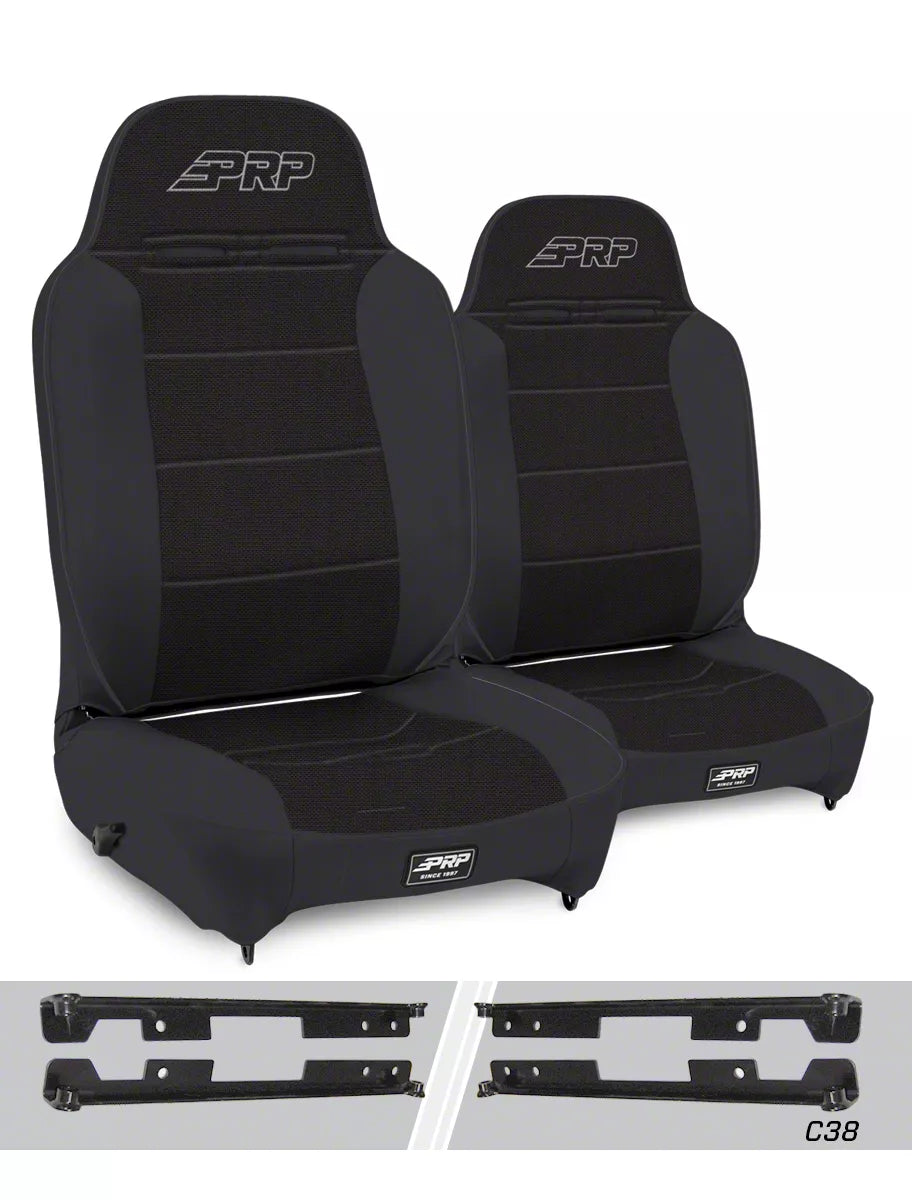 Enduro High Back Reclining Suspension Seats Kit for Jeep Wrangler JK/JKU (Pair) Gray