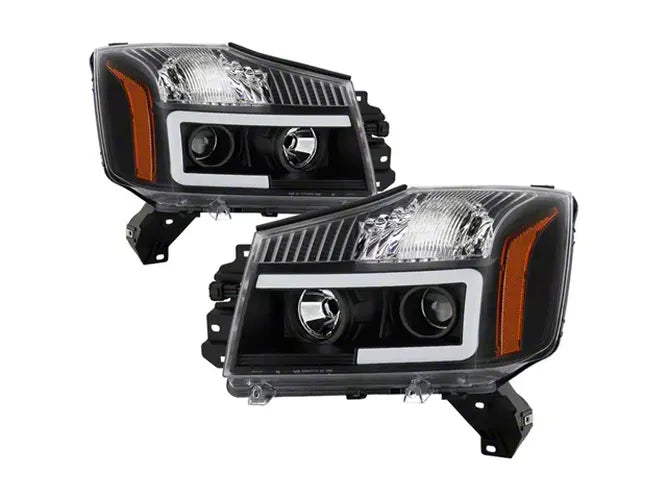0415 TITAN/0407 ARMADA PROJECTOR HEADLIGHTS W/LIGHT BAR DRL BLACK