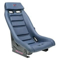 NRG GT Retro Bucket Seat - Navy PVC Leather Navy Stitching Silver Fiberglass Back w/ Glitter