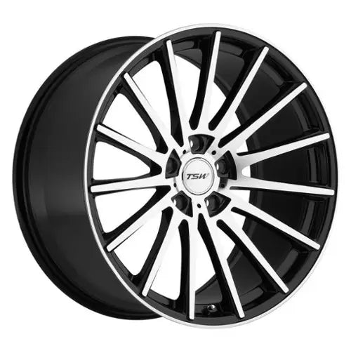 ~(26 lbs. 20X20X10)~ TSW CHICANE 18x8.5 5/100 ET35 CB72.1 GLOSS BLACK W/MIRROR CUT FACE
