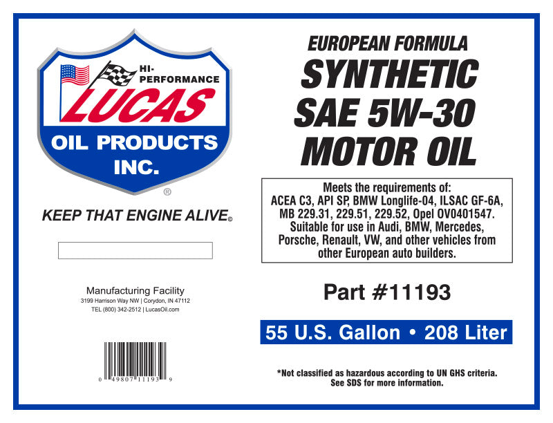 SYNTHETIC SAE 5W-30 ACEA C3 API SP