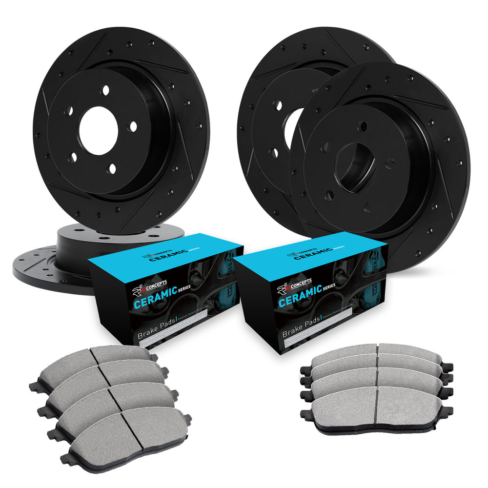 R1 E- Line Series Brake Rotor - D/S - Black w/ Ceramic Pads