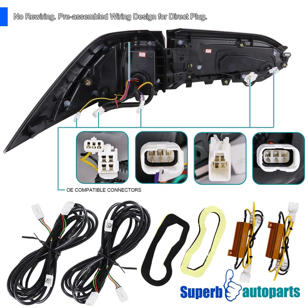 LED TAIL LIGHTS SEQUENTIAL TURN SIGNAL WITH MATTE BLACK HOUSING AND CLEAR LENS - RED LED BAR