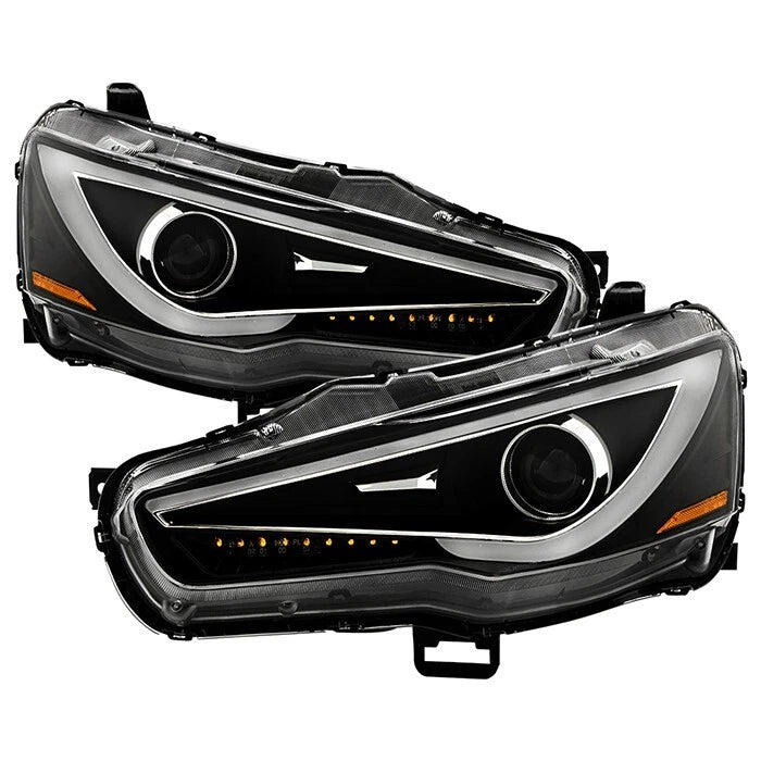 0817 MITSUBISHI LANCER/EVO10 PROJECTOR HEADLIGHTS HALOGEN MODEL ONLY BLACK