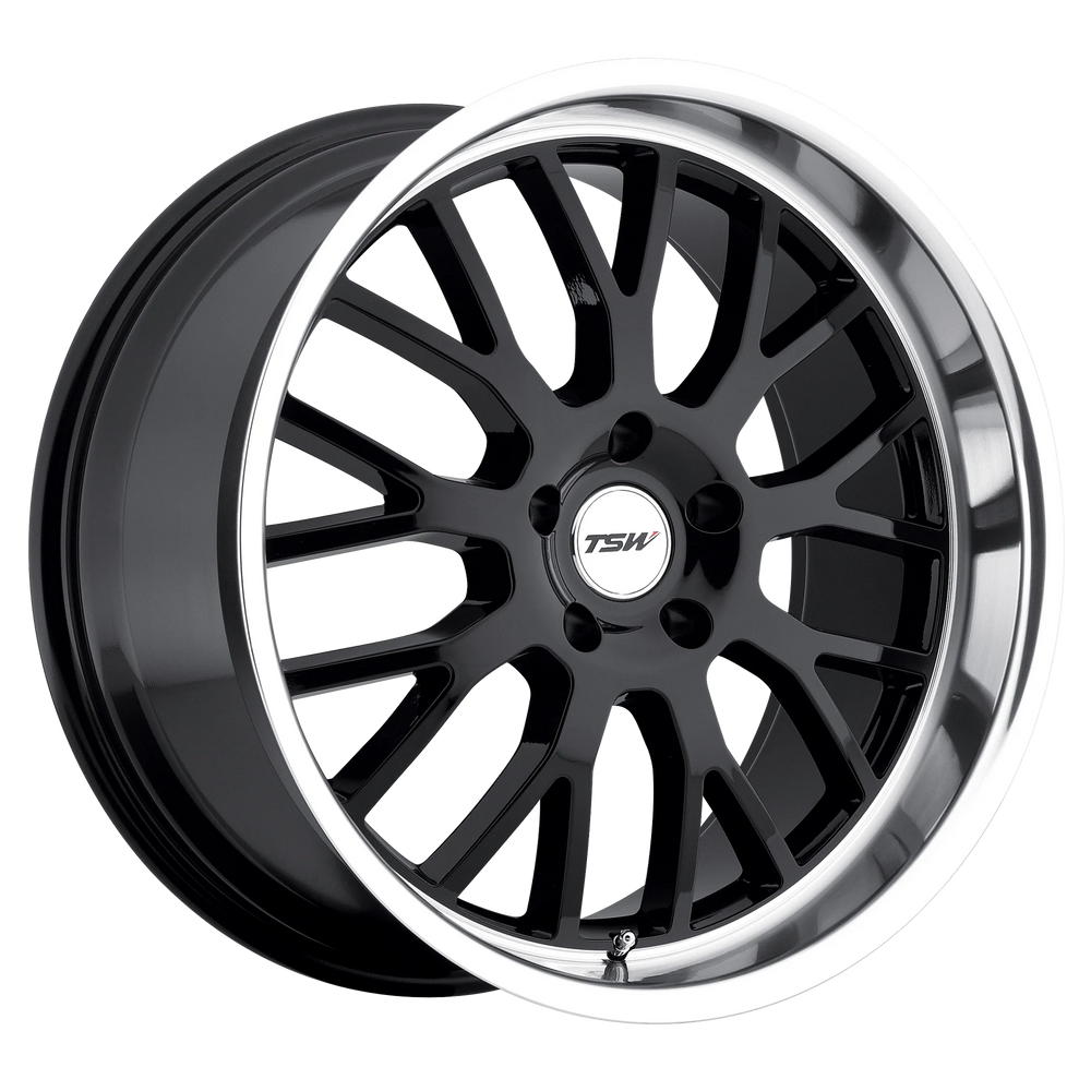 ~(34 lbs. 21X21X11)~ TSW TREMBLANT 19x9.5 5/120 ET45 CB76.1 GLOSS BLACK W/MIRROR CUT LIP