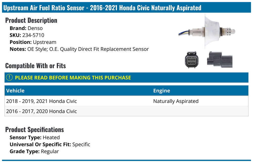 AIR-FUEL RATIO SENSOR 5 WIRE DIREC