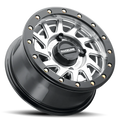 Raceline A12SB Squad 15x7in/4x137 BP/10mm Offset/110.18mm Bore - Silver & Black Ring Beadlock Wheel