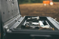BLACK SQUAD BOX WITH MANUAL LATCH PORTABLE STORAGE/GUN CASE