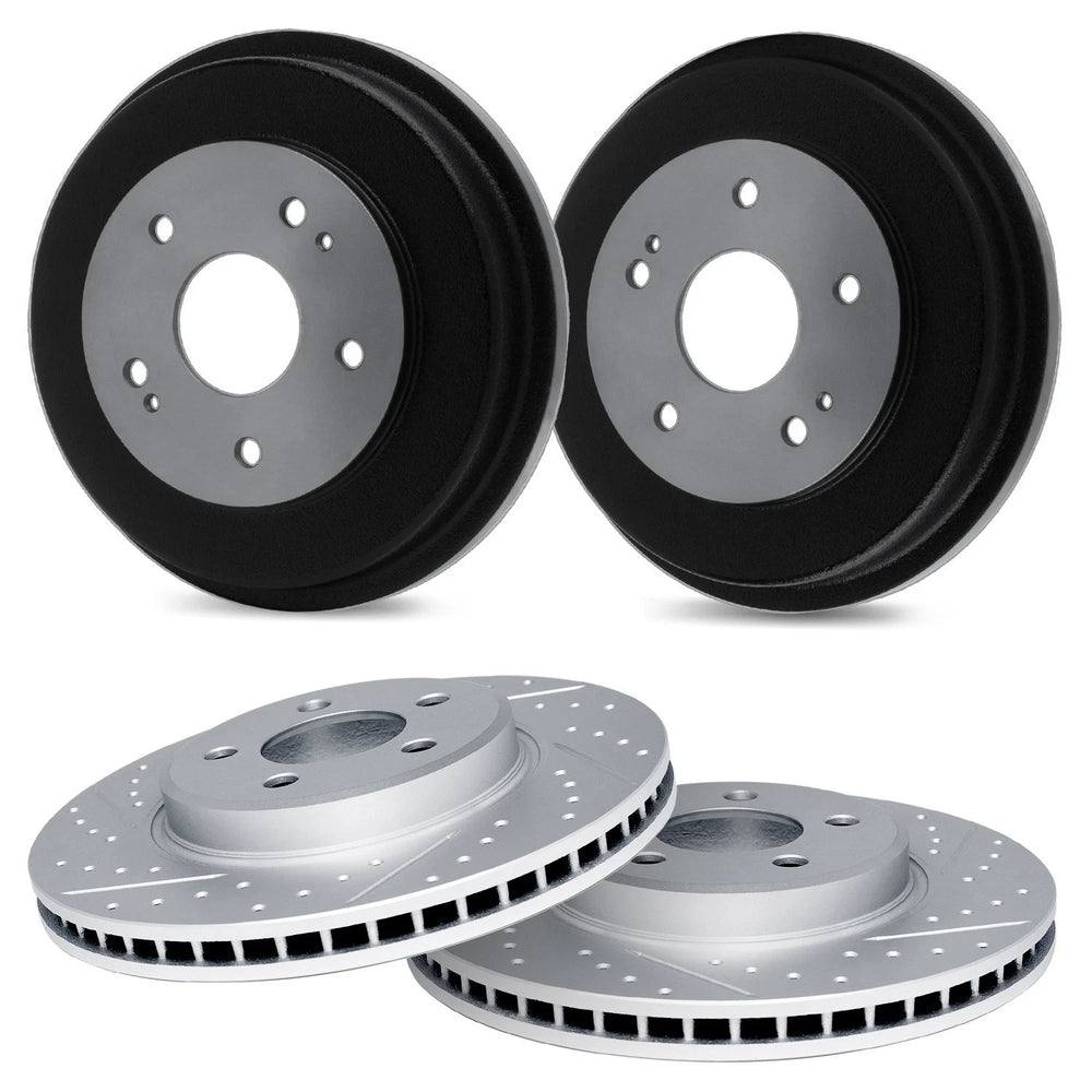 R1 Concepts Brake Rotor- Slotted - Black Fits Volkswagen Bora