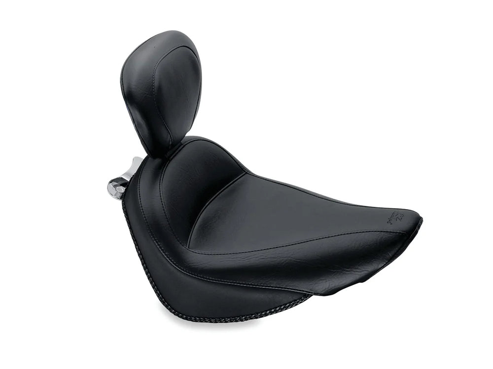 Mustang 00-15 Harley Softail Standard Rear Tire Standard Touring Solo Seat w/Driver Backrest - Black