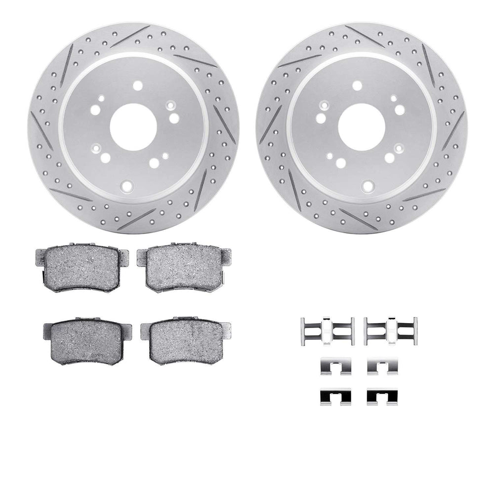 DFC 05-18 Acura RDX Rear Drilled & Slotted Geoperformance Rotors 5000 Advanced Brake Pads w/Hardware