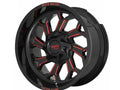 MO999 22x12 6x135.00/6x139.70 GLOSS BLACK MILLED W/ RED TINT (44 mm)