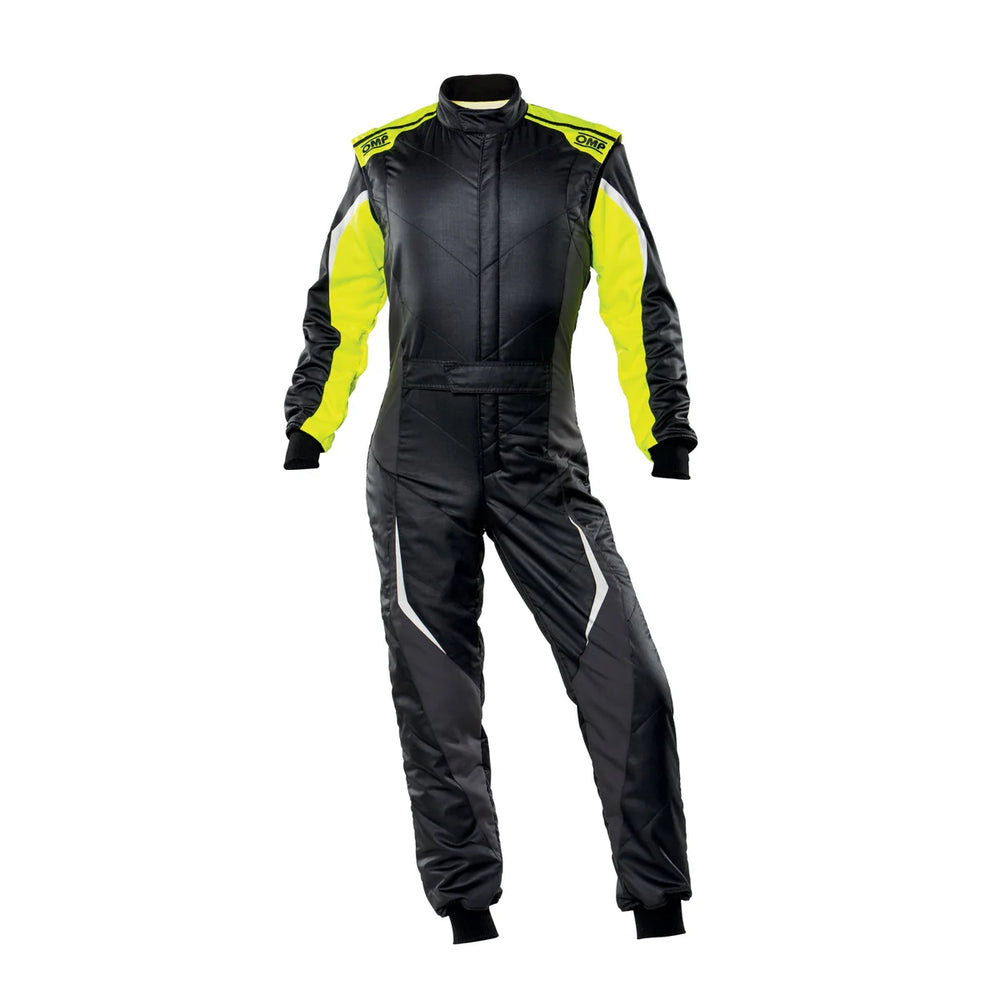 OMP TECNICA EVO SUIT BLACK/YELLOW SIZE 52 FIA 8856-2018 + SFI
