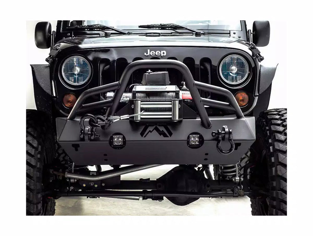 0718 WRANGLER JK HARDCORE STUBBY WINCH BUMPER WITH GRILL GUARD MATTE BLACK