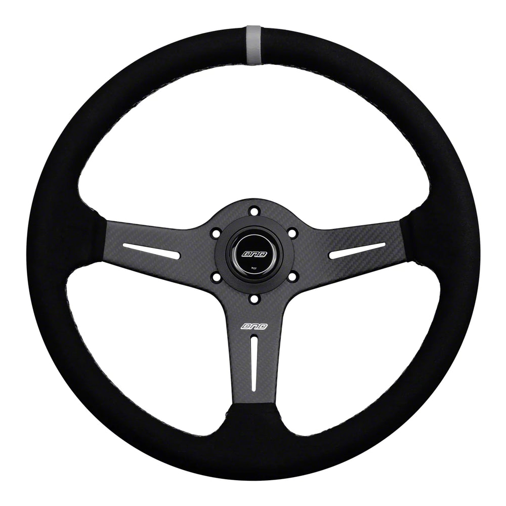 CARBON FIBER SUEDE RACE WHEEL WITH PURPLE STITCHING