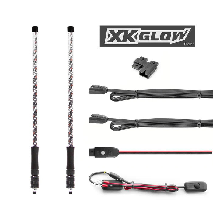 XK Glow UTV ATV Xkchrome App Control LED Whip Light Kit w/ Dual-Mode Controller 2x Whip 32in