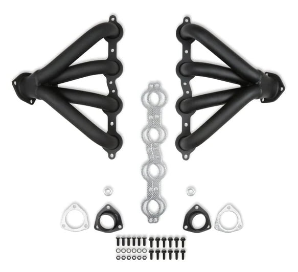 Tight Fit Block Hugger Headers Black Paint Chevy LS Motor Tube Size 1-5/8 Inch Collector Size 2-1/2 Inch Black Paint FlowTech