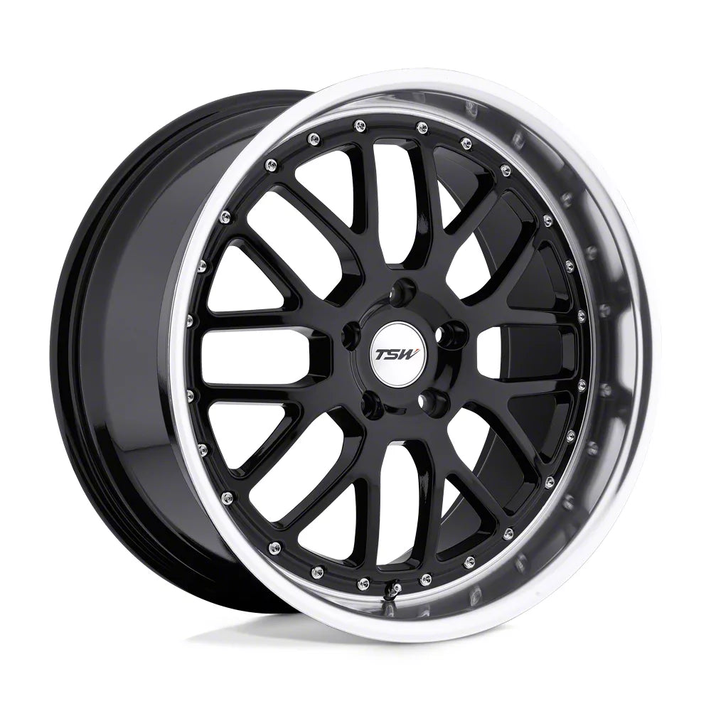 ~(33 lbs. 20X20X11)~ TSW VALENCIA 18x9.5 5/120 ET20 CB76.1 GLOSS BLACK W/MIRROR CUT LIP