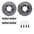 R1 82-86 Jeep CJ7 Front Drilled & Slotted Silver Brake Rotor Set w/Optimum OE Pads and Hardware