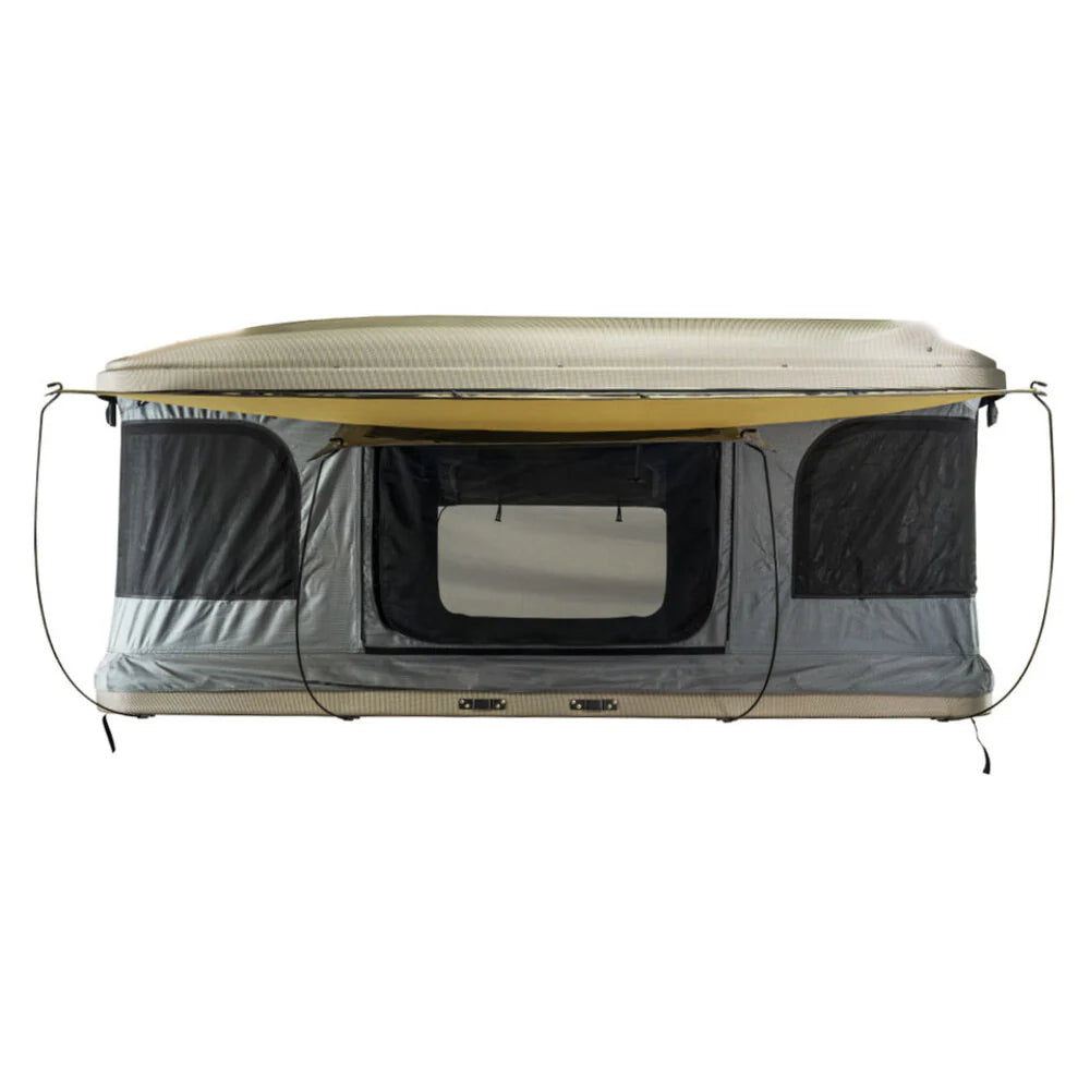 Overland Vehicle Systems HD Bundu 2 - Hard Shell Pop Up Roof Top Tent 2 Person Grey Body Black Rainfly