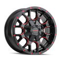 ~(34 lbs. 19X19X10)~ WARRIOR (8015) BLACK W/PRISM RED 17X9 6-135/6-139.7 -12mm 106mm