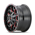 ~(34 lbs. 19X19X10)~ WARRIOR (8015) BLACK W/PRISM RED 17X9 6-135/6-139.7 -12mm 106mm