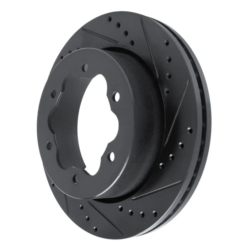 R1 20-25 Ford Transit-350 HD/DRW Rear Right Drilled & Slotted Black Brake Rotor