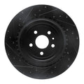 R1 12-16 Tesla Model S Rear Right Drilled & Slotted Black Brake Rotor