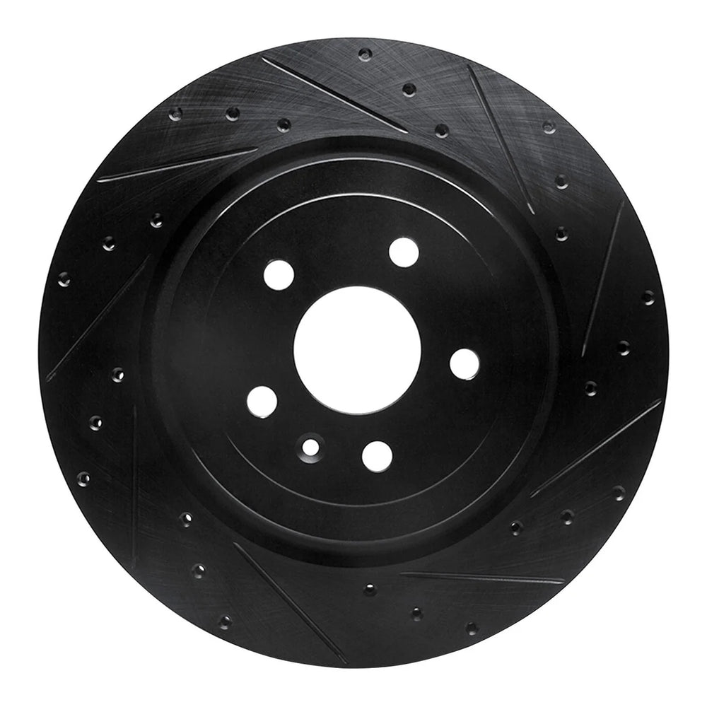 R1 12-16 Tesla Model S Rear Right Drilled & Slotted Black Brake Rotor