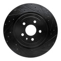 R1 12-16 Tesla Model S Rear Right Drilled & Slotted Black Brake Rotor