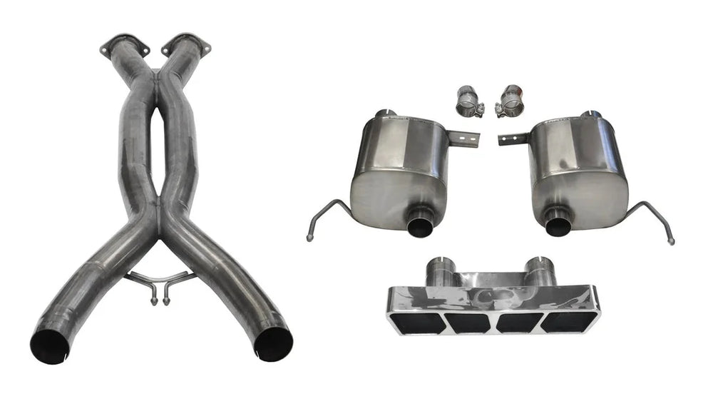 2.75 Inch Valve-Back Xtreme Plus Exhaust w X-Pipe Dual Rear Exit Polygon Polished Tip 14-Present Che