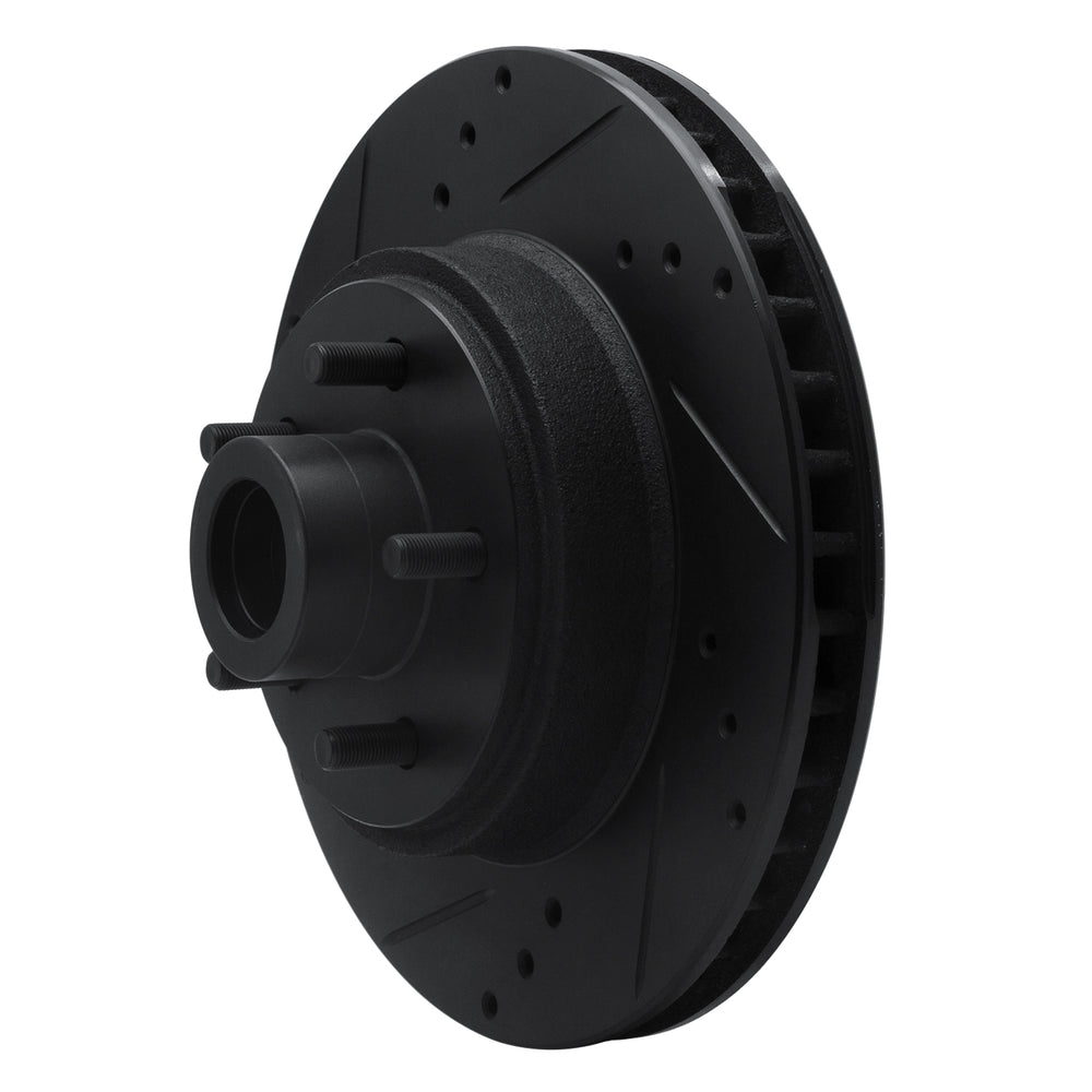R1 70-72 Ford Galaxie 500 Front Left Drilled & Slotted Black Brake Rotor