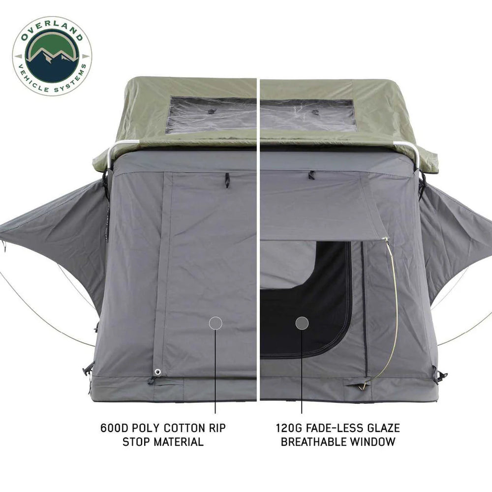 Overland Vehicle Systems HD Nomadic N2S - Soft Sided Roof Top Tent 2 Person Grey Body Green Rainfly