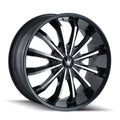 ~(49 lbs. 24X24X12)~ MAZZI FUSION GLOSS BLACK/MACHINED FACE 22X9.5 5-115/5-120 18MM 74.1MM