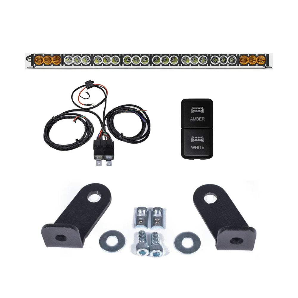 Cali Raised Dual Function Amber/White Led Light Bar Prinsu Mounting Bracket Kit - Wire Harness/SQ
