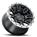 Aluminum Wheels 17x9 Compass 956BS Satin Black Silver Ring -12 Offset 6 on 139.7 Bolt Pattern 106.1 Bore Raceline