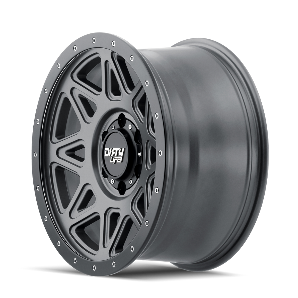 ~(48 lbs. 22X22X10)~ THEORY (9305) MATTE GUNMETAL W/ MATTE BLACK LIP 20X9 8-170 0mm 130.8mm
