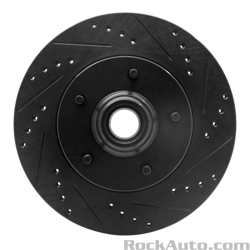 R1 97-99 Ford F-150 RWD Front Right Drilled & Slotted Black Brake Rotor