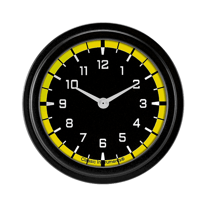 AUTO CROSS 2 5/8IN CLOCK YELLOW