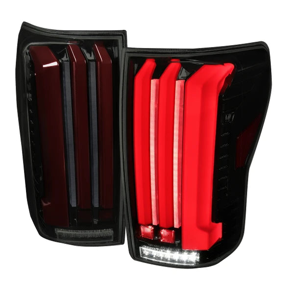 FACELIFT FULL LED TAIL LIGHTS GLOSSY BLACK HOUSING SMOKED LENS RED LIGHT BAR SEQUENTIAL TURN SIGNAL BREATHING LIGHT EFFECT