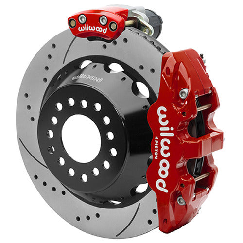 Wilwood AERO4 Big Brake Rear Electronic Parking Brake Kit - Red - Powder Coat Caliper - GT SLT Rotor