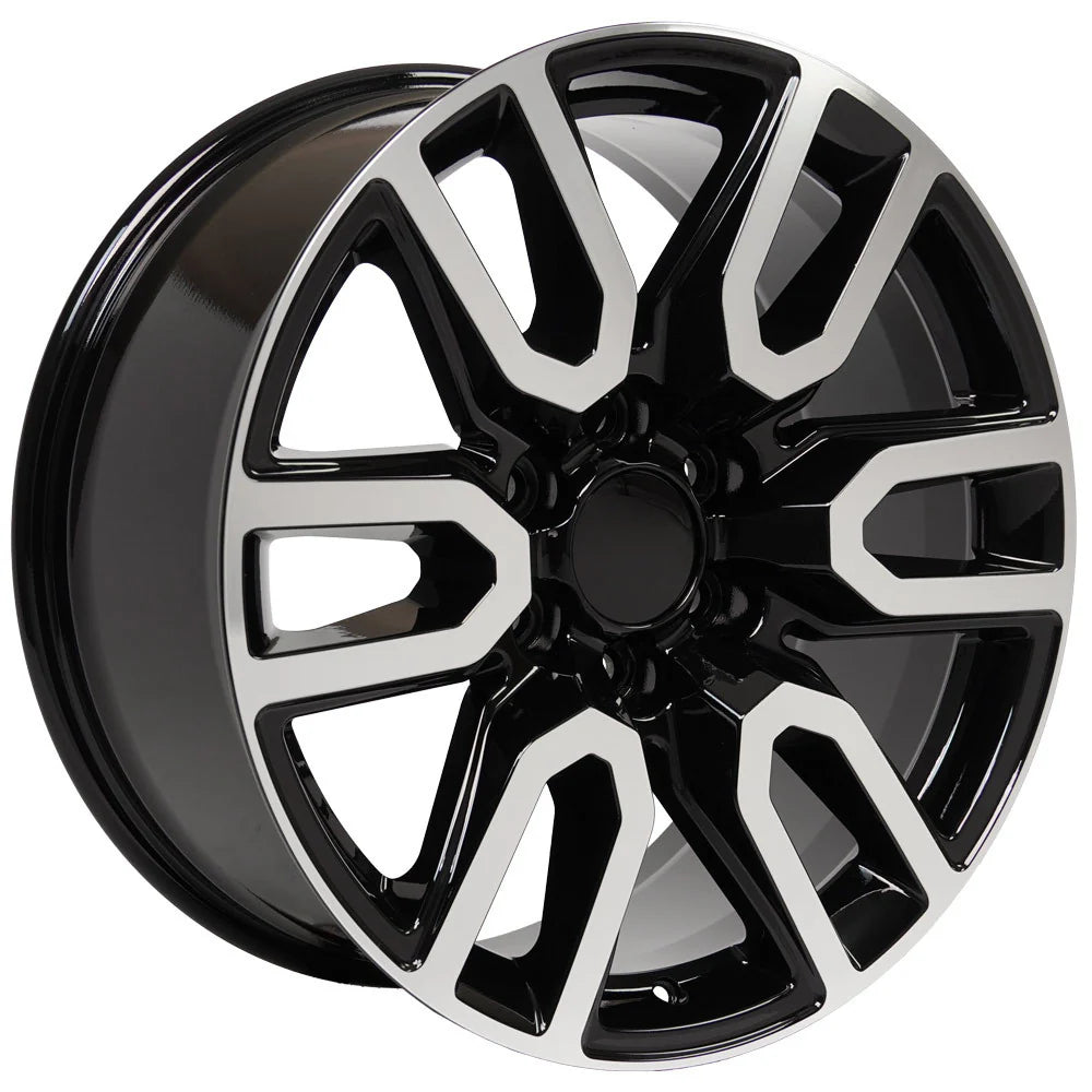 20 IN REPLICA WHEEL CV36 FITS GMC SIERRA RIM 20X9 BLACK MACHINED WHEEL