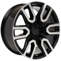 20 IN REPLICA WHEEL CV36 FITS GMC SIERRA RIM 20X9 BLACK MACHINED WHEEL