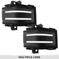 ~(1 lbs. 13X9X4)~ Ford 17-19 F250/F350/F450 Superduty Side Mirror Lenses (2-Piece Set) w/ WHITE LED Running Lights AMBER Flashing LED Turn