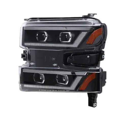 1921 CHEVY SILVERADO LED HEADLIGHT WITH SEQUENTIAL TURN SIGNAL & CHROME PROJECTOR LENSBLACK/CLEAR