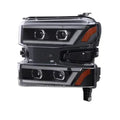 1921 CHEVY SILVERADO LED HEADLIGHT WITH SEQUENTIAL TURN SIGNAL & CHROME PROJECTOR LENSBLACK/CLEAR