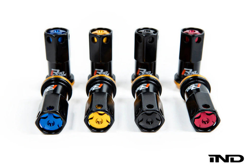 Project Kics 14X1.25 Iconix R40 Lug Nuts - Black w/ Gold Caps - 16+4
