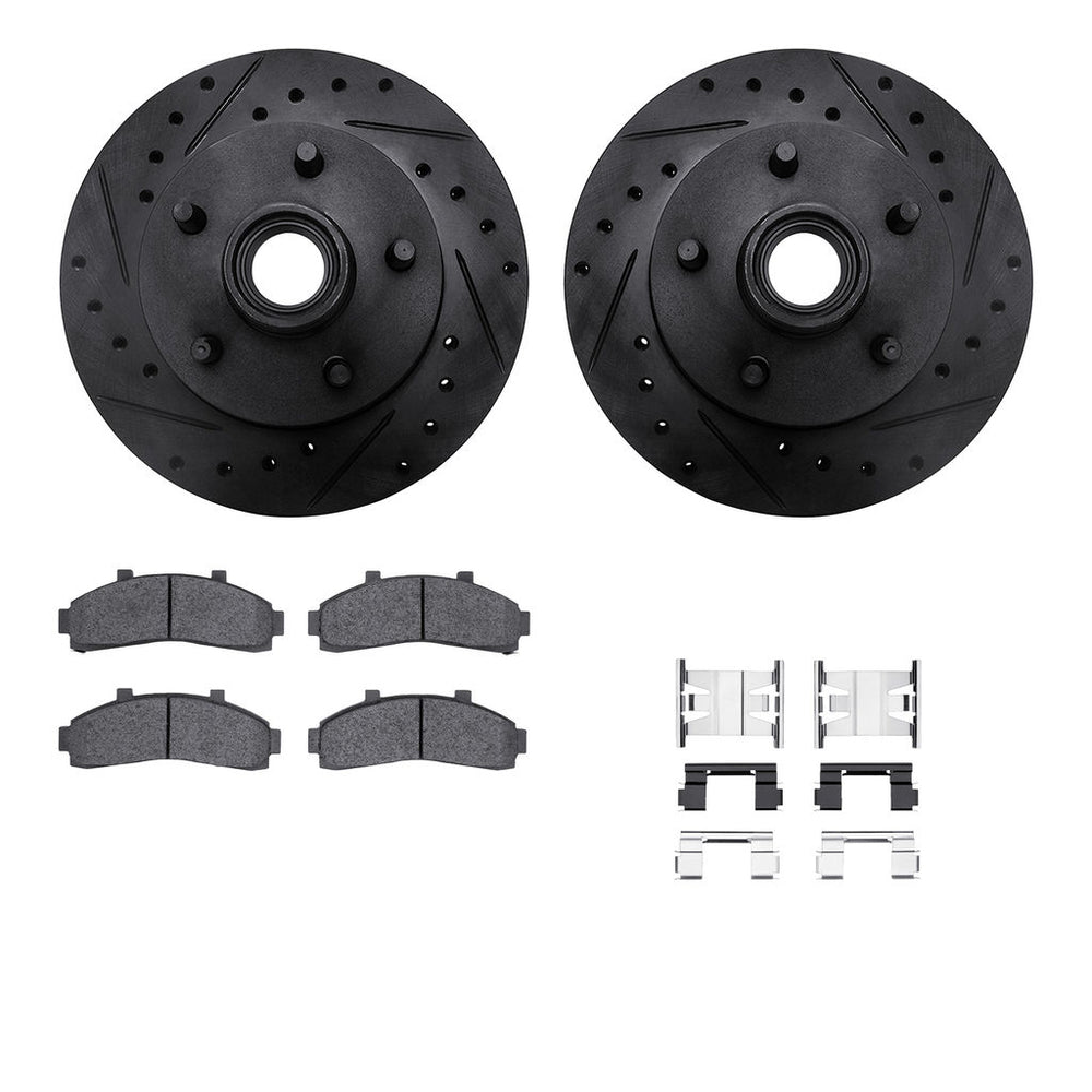 R1 E- Line Series Brake Rotor - D/S - Black w/ Ceramic Pads Hdw Fits Ford Ranger